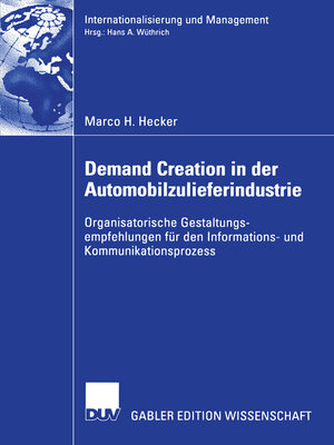 cover image of Demand Creation in der Automobilzulieferindustrie